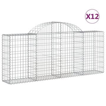 Vidaxl Lučne gabionske košare 12 kom 200x30x80/100cm pocinčano željezo