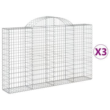 Vidaxl Lučne gabionske košare 3 kom 200x30x120/140cm pocinčano željezo