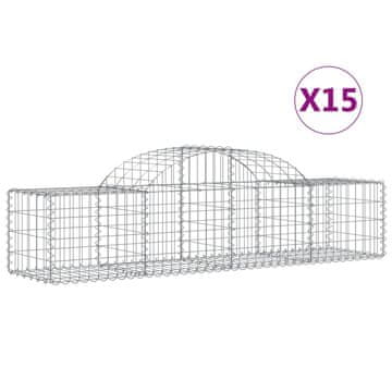 Vidaxl Lučne gabionske košare 15 kom 200x50x40/60 cm pocinčano željezo