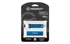 Kingston Ironkey USB disk, 128 GB, Keypad 200, 3.2 Gen1, FIPS 140-3Lvl 3, AES-256, plava IKKP200/128GB