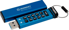 Kingston Ironkey USB disk, 128 GB, Keypad 200, 3.2 Gen1, FIPS 140-3Lvl 3, AES-256, plava IKKP200/128GB