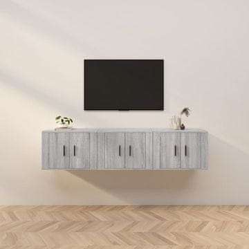 Vidaxl Zidni TV ormarići, 3 kom, sivi hrast Sonoma, 57 x 34,5 x 40 cm