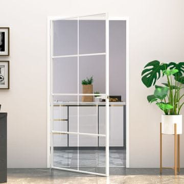Vidaxl Unutarnja vrata, bijela, 102 x 201,5 cm, staklo i aluminij