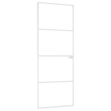 Vidaxl Sobna vrata bijela 76x201,5 cm kaljeno staklo i aluminij tanka