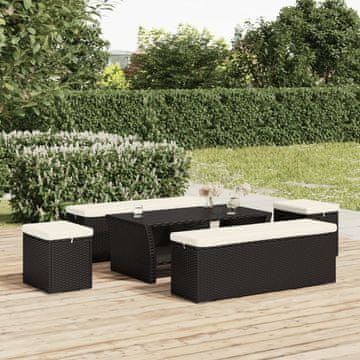 Vidaxl Taburei s jastukom, 2 kom, crni, 40x30x40 cm, poli ratan