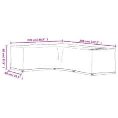 Vidaxl Navlaka za kutnu vrtnu garnituru sa 18 ušica 220x285x80 cm