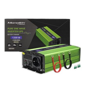 Qoltec Monolith pretvarač napona | punjenje baterija | UPS | 600W | 1200W | 12V na 230V | Čisti sinus