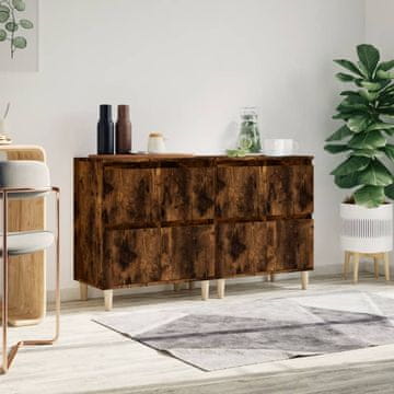 Vidaxl Komoda s ladicama, 2 kom, dimljeni hrast, 60x35x70 cm