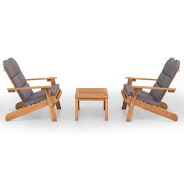 Vidaxl 3-dijelna vrtna garnitura Adirondack masivno bagremovo drvo