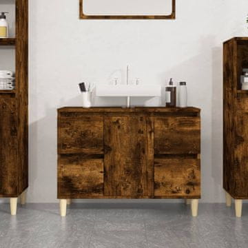 Vidaxl Ormarić za umivaonik dimljeni hrast 80x33x60 cm