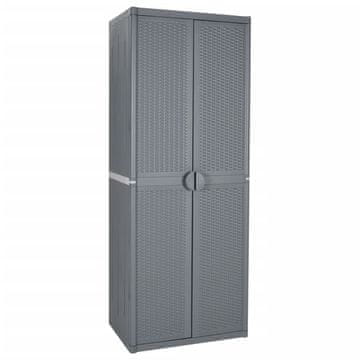 Vidaxl Vrtni ormar, sivi, 65x45x172 cm, PP ratan
