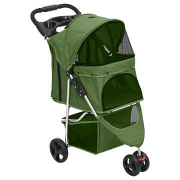 Vidaxl Sklopiva kolica za pse zelena 80x46x98 cm Oxford tkanina