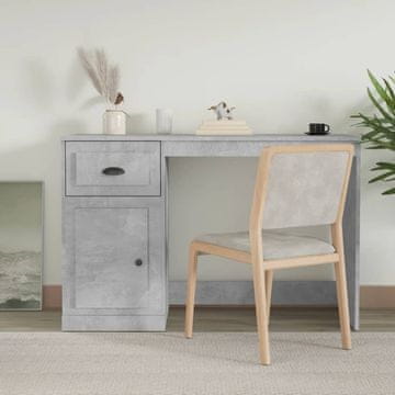 Vidaxl Radni stol s ladicom, betonsko siva, 115x50x75 cm