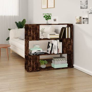 Vidaxl Polica za knjige/Pregrada dimljeni hrast 100x24x94 cm