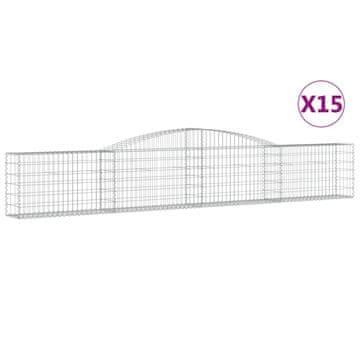 Vidaxl Lučne gabionske košare 15 kom 400x30x60/80 cm pocinčano željez