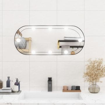 Vidaxl Zidno ogledalo s LED rasvjetom, 30x70 cm, staklo, ovalno