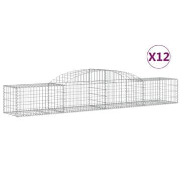 Vidaxl Lučne gabionske košare 12 kom 300x50x40/60 cm pocinčano željezo