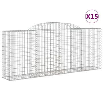 Vidaxl Lučne gabionske košare 15kom 300x50x120/140cm pocinčano željezo