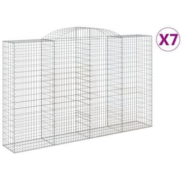 Vidaxl Lučne gabionske košare 7 kom 300x50x180/200cm pocinčano željezo