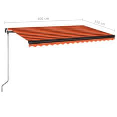 Vidaxl Tenda na ručno uvlačenje LED 400 x 350 cm narančasto-smeđa