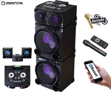Manta SPK5520 prijenosni karaoke zvučnik, Bluetooth, 300W