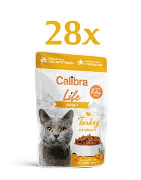 Calibra Life hrana za mačke, Adult, komadići puretine u umaku, 28 x 85 g