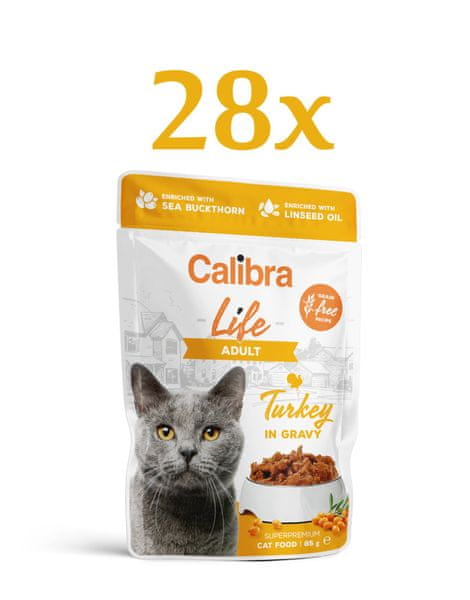  Calibra Life hrana za mačke, Adult, komadići puretine u umaku, 28 x 85 g