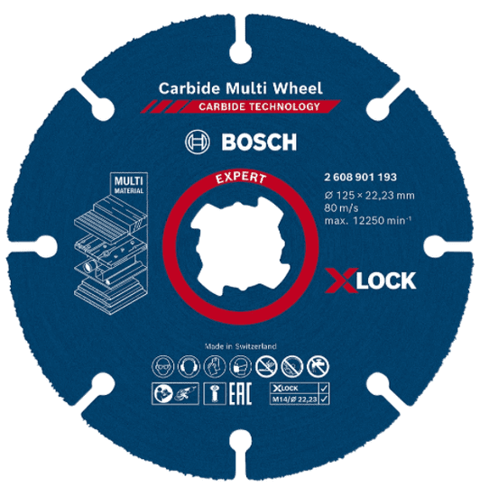 BOSCH Professional disk za rezanje EXPERT Carbide Multi Wheel X-LOCK, 125 mm, 22,23 mm (2608901193)