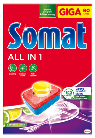 Somat All in One tablete za perilicu posuđa, limun, 90/1