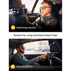 Netscroll Univerzalni automobilski nosač za tablet i telefon, 360° rotacija, teleskopske ručice, jednostavna montaža na naslon za glavu, stabilno i sigurno gledanje filmova, TabletHolder