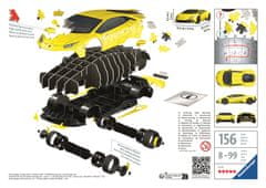 Ravensburger 3D Puzzle Lamborghini puzzle, žuta, 108 dijelova