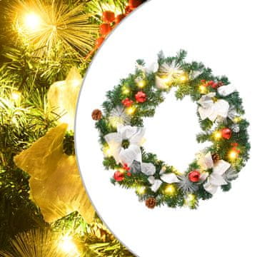 Vidaxl Božićni vijenac s LED svjetlima zeleni 60 cm PVC