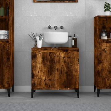 Vidaxl Ormarić za umivaonik dimljeni hrast 58x33x60 cm