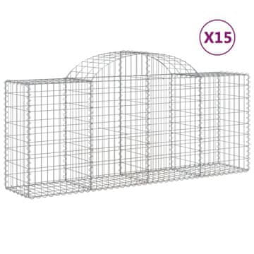 Vidaxl Lučne gabionske košare 15 kom 200x50x80/100cm pocinčano željezo