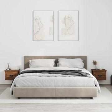 Vidaxl Zidni noćni ormarići, set od 2, smeđi hrast, 41,5 x 36 x 28 cm