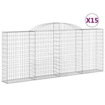 Vidaxl Lučne gabionske košare 15kom 300x30x120/140cm pocinčano željezo
