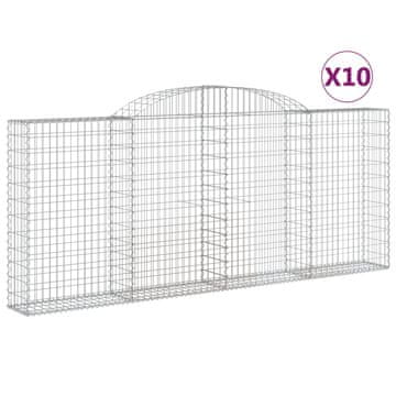 Vidaxl Lučne gabionske košare 10kom 300x30x120/140cm pocinčano željezo