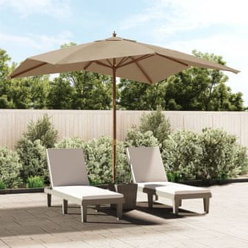 Vidaxl Vrtni suncobran s drvenom motkom, taupe, 300x300x273 cm