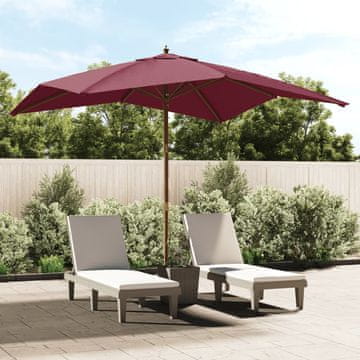 Vidaxl Vrtni suncobran s drvenom motkom, bordo, 300x300x273 cm