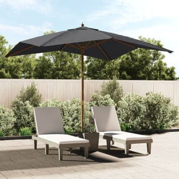Vidaxl Vrtni suncobran s drvenom motkom, crni, 300x300x273 cm