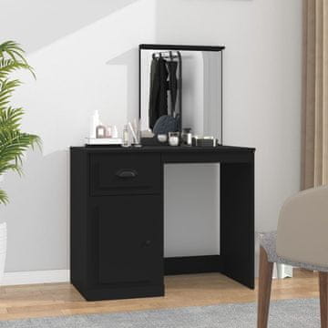 Vidaxl Toaletni stolić s ogledalom, crni, 90x50x132,5 cm