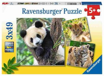 Ravensburger Panda, lav, tigar slagalica, 3 x 49 komada