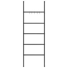 Vidaxl Ljestve za vješalicu za ručnike s 5 razina crne 58x175 cm željezne