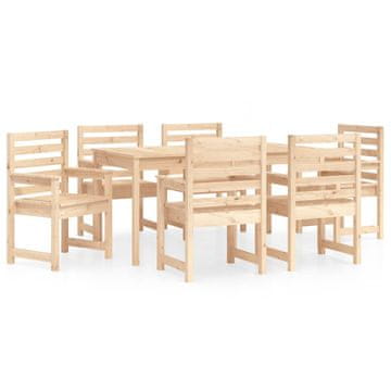 Vidaxl 7-dijelni vrtni blagovaonski set od masivne borovine