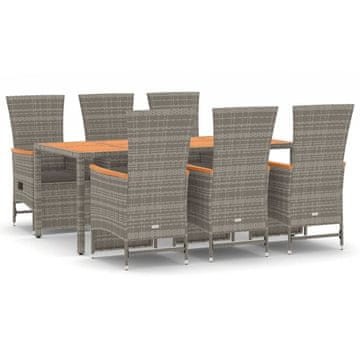 Vidaxl 7-dijelni vrtni blagovaonski set sivi od poliratana