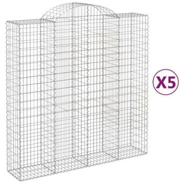 Vidaxl Lučne gabionske košare 5 kom 200x50x200/220cm pocinčano željezo