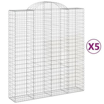 Vidaxl Lučne gabionske košare 5 kom 200x50x220/240cm pocinčano željezo