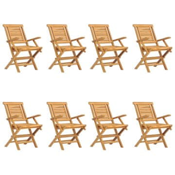 Vidaxl Sklopive vrtne stolice 8 kom 56x63x90 cm od masivne tikovine