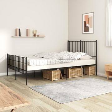 Vidaxl Metalni okvir kreveta s uzglavljem i podnožjem crni 120x190 cm
