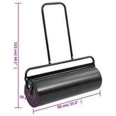 Vidaxl Vrtni valjak za travnjak s guranjem crni 63 L od željeza i čelika